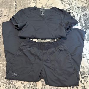 Cherokee Scrubs Pewter Cargo Pants and Wrap Top Set